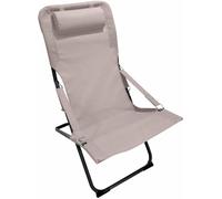 Mobili Rebecca Tumbona plegable de acero y poliéster beige y gris, 88x63x83 cm