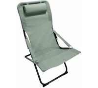 Mobili Rebecca Tumbona plegable de acero y poliéster verde y gris, 88x63x83 cm