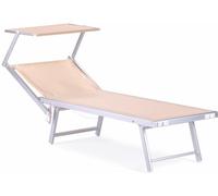 Mobili Rebecca Tumbona plegable de aluminio beige, 38x186x61 cm