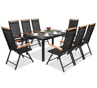 Mobiliario de jardín de aluminio polywood Verona Wood para 8 personas Garden Point negro