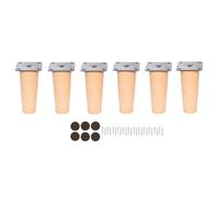 MOBILIARIOCLICHI- Patas de Madera de Haya, con Placa de Montaje instalada. Pack de 4 Unidades de Patas para Muebles, 8,10,12,15,20...cm Alto (Natural, 6 Unidades 10 cm)