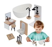 Mobilier - Mobilier Salle De Bain De | 1:12 8 Pièces Miniatures Accessoires Douche WC Lavabo Jeu Imagination Décor Filles Garçons Jouet Éducatif