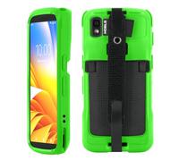 Mobilis Funda para Zebra TC22 & TC27 con Banda de Agarre y Portalápiz | Carcasa Reforzada para Ordenador Móvil - Protección Grado Militar - Color Verde Fluorescente Alta Visibilidad y Seguridad