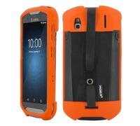 Mobilis Funda para Zebra TC51 - TC52 - TC56 - TC57 + Banda de Agarre | Carcasa Reforzada para Ordenador Móvil - Protección Grado Militar - Color Naranja Fluorescente Alta Visibilidad y Seguridad