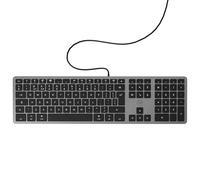 Mobility Lab Clavier Filaire QWERTY para Mac - USB Plug & Play - Diseño Ultra Slim Silencioso - Compatible con Mac Mini - Raccourcis Multimédia - Negro/Gris - Confort de Frappe - Sin Latencia