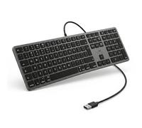 Mobility Lab Clavier USB Filaire para Mac - QWERTY Silencioso y Ultra Delgado - Compatible con, Mac Mini - Teclas Multimédia, Plug & Play - Conexión Segura Sin Latencia - Diseño Moderno Negro/Gris