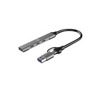 Mobility Lab - Hub 2 en 1 en USB o USB-C - 3 Puertos USB-C y 1 Puerto USB - Diseño Muy Delgado - Transferencia de Datos ultrarrápida - Compatibilidad con macOS y Windows