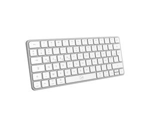 Mobility Lab - KMP2000W Mini - Teclado inalámbrico Mac Mini Multi-Conexiones - AZERTY, Receptor 2.4 GHz USB + 3 x Bluetooth, 12 accesos directos Multimedia, Carga rápida vía USB-C - Mac