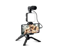 Mobility Lab - ML305578 - Kit Vlogging - Trípode Especial o asa - Soporte para Smartphone Universal - Luz de vídeo - Micrófono y Mando a Distancia Bluetooth vídeos tiktok/straming.