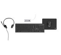 Mobility Lab ML308463 - Pack 5 en 1 teletrabajo - Teclado AZERTY inalámbrico, Souris, Alfombrilla de ratón, HUB 4 Puertos USB, Auriculares Micro - Negro
