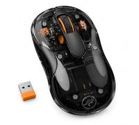 Mobility Lab Ratón Inalámbrico Bluetooth Recargable Transparente, 3 Dispositivos (2 Bluetooth + Receptor USB 2,4 GHz), Clics Silenciosos, 800-2400 dpi, Ambidiestro, para PC y Mac - Negro