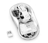 Mobility Lab Ratón Inalámbrico Bluetooth Recargable Transparente, 3 Dispositivos (2 Bluetooth + Receptor USB 2,4 GHz), Clics Silenciosos, 800-2400 dpi, Ambidiestro, para PC y Mac - Blanco