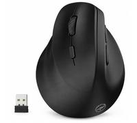 Mobility Lab Ratón Vertical para Zurdos, Ratón Ergonómico Inalámbrico Recargable, Bluetooth + USB 2,4 GHz, 3 Dispositivos, Clics Silenciosos, 800-2400 dpi, Botones Laterales, PC y Mac - Negro