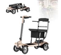 Mobility Scooter,Movilidad Eléctrica De Lujo,Diseño Cómodo Y Plegable,Homologación Aeronáutica,Alcance De 20 Km,4 Luces LED,para Personas Mayores Y Personas con Discapacidad. Gold,20A