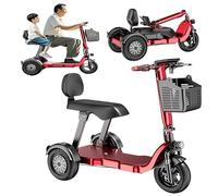 Mobility Scooter Scooter de Movilidad de 4 Ruedas con Neumáticos Antipinchazos para Todo Terreno Plegable Desmontable para Personas Mayores y Adultos Red,15A