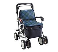 Mobility Walker - Andador de aluminio con 4 ruedas con cesta de la compra, marco plegable para personas mayores, ayuda a la movilidad, altura ajustable, estrella de luz