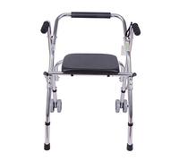 Mobility Walker - Andador de aluminio para ancianos con asiento y ruedas, cómodo soporte de brazo doble para ancianos y discapacitados, estrella de luz