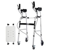 Mobility Walker Andador ligero con ruedas plegables para personas mayores discapacitadas, vertical médico con asiento y reposabrazos, ayudas de altura ajustables, carga 400 libras (color:+asiento de
