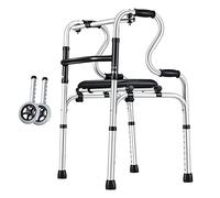 Mobility Walker Andador plegable estándar con asiento de cuero desmontable y reposabrazos dobles, ayuda de movilidad portátil y liviana para personas mayores, adultos que se recuperan de lesiones