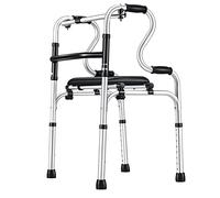 Mobility Walker Andador plegable estándar con asiento de cuero desmontable y reposabrazos dobles, ayuda de movilidad portátil y liviana para personas mayores, adultos que se recuperan de lesiones