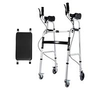 Mobility Walker Andadores verticales de alta resistencia para personas mayores con asiento y apoyabrazos para personas altas, andadores plegables con frenos y ruedas, altura ajustable (color: con asi