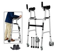 Mobility Walker Ayuda para caminar multifunción, andador, andador con ruedas plegable liviano de 4 ruedas, con asiento acolchado, andador ajustable plegable, asistencia equipada con almohadilla para