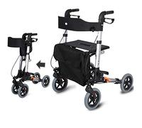Mobility Walker Las cuatro ruedas pueden ser andadores y andadores estándar para sillas de ruedas, Andador plegable liviano de aluminio de aviación, Carrito de compras para personas mayores Caminata