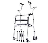 Mobility Walker Marco para caminar plegable, Andador con ruedas con soporte para reposabrazos Andador con ruedas ajustable en altura y ancho con asiento acolchado, para ancianos, personas mayores, d