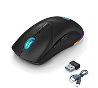 mobiproduct Ratón Bluetooth inalámbrico, 2.4G y Bluetooth 5.2, ergonómico recargable USB, 3 ajustes DPI, 1600 DPI de modo dual, ratón inalámbrico silencioso para Mac, portátil, PC, Windows (negro)