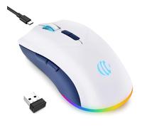mobiproduct Ratón Bluetooth inalámbrico, 2.4G y Bluetooth 5.2, ergonómico recargable USB, 3 ajustes DPI, 1600 DPI de modo dual, ratón inalámbrico silencioso para Mac, portátil, PC, Windows (blanco)
