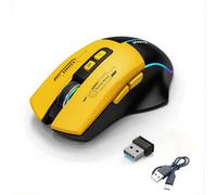 mobiproduct Ratón inalámbrico para juegos, ergonómico con 3 DPI ajustables hasta 1600, 7 teclas programables, luces de respiración RGB, compatible con laptop, Chromebook, PC, escritorio, Mac, portátil