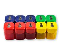 Mobius + Ruppert 0924 Quattro Swing - Sacapuntas de doble agujero, colores surtidos; 10 sacapuntas por caja; apto para lápices de hasta 8,2 mm de diámetro máximo; contenedor de recuperación