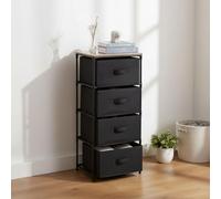 MOBLEKIT | Cajonera 4 Cajones 40×30×90 cm, Cómoda Vertical de TNT y Madera con Estructura Metálica, Organizador para Ropa y Accesorios en Dormitorio o Interior de Armario