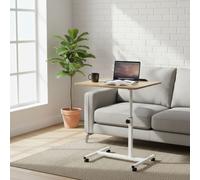 MOBLEKIT | Mesa Auxiliar Regulable con Tablero Inclinable 60x40x59-89 cm, Escritorio con Ruedas para Sofá o Cama, Metal y Madera, Mesa Auxiliar Ajustable y Freno