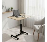 MOBLEKIT | Mesa Auxiliar Regulable con Tablero Inclinable 60x40x59-89 cm, Escritorio con Ruedas para Sofá o Cama, Metal y Madera, Mesa Auxiliar Ajustable y Freno
