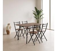 MOBLEKIT | Mesa de Comedor Cocina Rectangular 110x70x75 cm Madera Negro | Tablero efecto madera y patas metálicas negras, estilo nórdico industrial, mesa auxiliar de salón, tornillería incluida