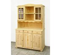 MOBLIT Alacena con Tres Puertas y Tres Cajones Sin Barnizar Realizada en Madera de Pino Macizo Serie Canet Medidas (197x130x42) cm (altoxanchoxfondo), realizada en Madera Maciza de Pino