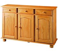 Moblit, Aparador 3 Puertas y 3 Cajones, Pino Macizo, Color Miel, Serie Canet 86x130x42 cm, (AltoxAnchoxFondo)