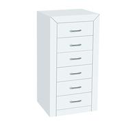 Moblit Cajonera Comoda Sinfonier de Seis Cajones Realizado en Madera de Pino Maciza y MDF Color Blanco Lacado Serie Kalpe Medidas (105x 50x 40) cm (ALtoxAnchoXfondo) Robusta y Duradera