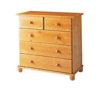 Moblit Comoda de Cinco Cajones Realizada en Madera de Pino Color Miel Serie Canet Medidas (81x78x39) cm. (Alto-Ancho-Fondo)