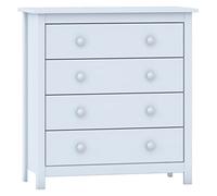 Moblit Comoda de Cuatro Cajones Realizada en Madera de Pino Maciza Color Blanco Lavado Serie Alme Medidas (78.5x75x35) cm (altoxanchoxfondo) Robusta y Duradera