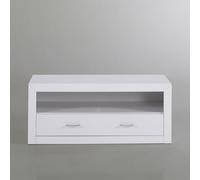 MOBLIT Mesa para televisión, Pino Macizo y MDF, Serie Kalpe Lacado, Medidas: (50x120x50) cm (altoxanchoxfondo), Color Blanco.