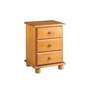 MOBLIT Mesita Altea 3 cajones, realizada en Madera de Pino Maciza, Serie Canet. Medidas (55x48x34) cm. (altoxanchoxfondo) (Miel)