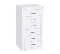 MOBLIT Sinfonier 6 cajones, Realizado en Madera Pino Macizo, Serie Kalpe. Medidas 102x50x40 cm (altoxanchoxfondo), Robusto y Resistente (Blanco Lacado)