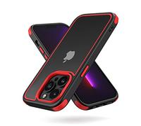 MobNano Funda iPhone 13 Pro Antigolpes Transparente Capa Silicona Bumper Case para iPhone 13 Pro 360 Grados Completa Protectora Funda - Negro Rojo