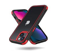 MobNano Funda iPhone 14, Funda iPhone 13 Antigolpes Transparente Capa Silicona Bumper Case para iPhone 13 14 360 Grados Completa Protectora Funda - Negro/Rojo