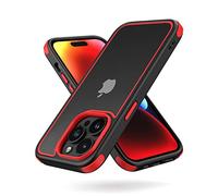 MobNano Funda iPhone 14 Pro Antigolpes Transparente Capa Silicona Bumper Case para iPhone 14 Pro 360 Grados Completa Protectora Funda - Negro/Rojo