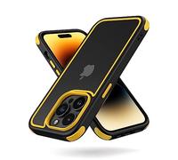 MobNano Funda iPhone 14 Pro Antigolpes Transparente Capa Silicona Bumper Case para iPhone 14 Pro 360 Grados Completa Protectora Funda - Negro/Oro