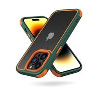 MobNano Funda iPhone 14 Pro Antigolpes Transparente Capa Silicona Bumper Case para iPhone 14 Pro 360 Grados Completa Protectora Funda - Verde/Naranja