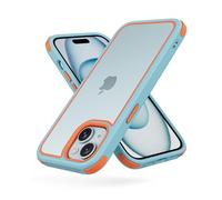 MobNano Funda iPhone 15 Antigolpes Transparente Capa Silicona Bumper Case para iPhone 15 360 Grados Completa Protectora Funda - Azul/Naranja
